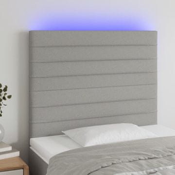 Vidaxl vidaXL Vzglavje postelje z LED svetlo sivo 80x5x118/128 cm blago