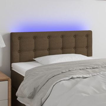 Vidaxl vidaXL Vzglavje postelje z LED diodo temno rjavo 80x5x78/88 cm blago