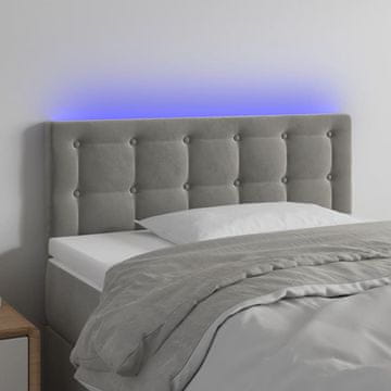 Vidaxl vidaXL Vzglavje postelje z LED svetlo sivo 90x5x78/88 cm žamet