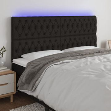 Vidaxl vidaXL Vzglavje postelje z LED diodo črno 200x7x118/128 cm blago