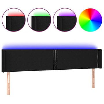 Vidaxl LED posteljno vzglavje črno 203x16x78/88 cm blago