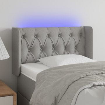 Vidaxl vidaXL Vzglavje postelje z LED svetlo sivo 83x16x78/88 cm blago