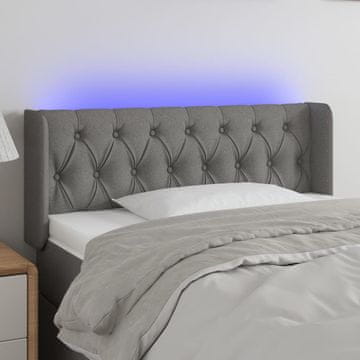 Vidaxl vidaXL Vzglavje postelje z LED diodo temno sivo 103x16x78/88 cm blago