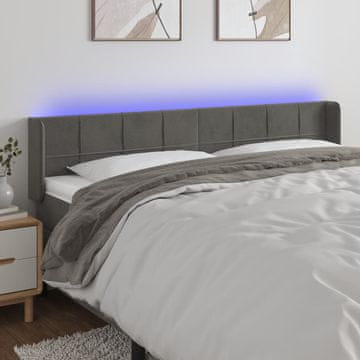 Vidaxl vidaXL Vzglavje z LED svetlobo temno sivo 183x16x78/88 cm žametno