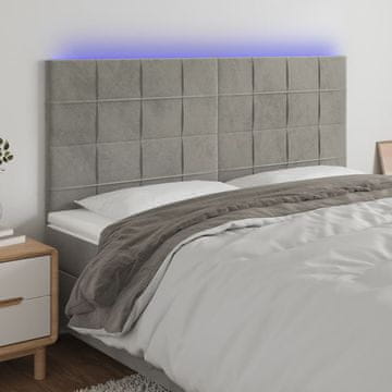 Vidaxl vidaXL Vzglavje postelje z LED svetlo sivo 160x5x118/128 cm žamet