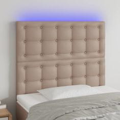 shumee vidaXL LED posteljno vzglavje kapučino 90x5x118/128 cm umetno usnje