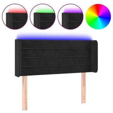 Vidaxl LED posteljno vzglavje črno 103x16x78/88 cm žamet