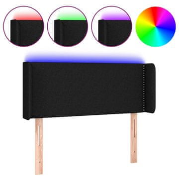 Vidaxl LED posteljno vzglavje črno 103x16x78/88 cm blago