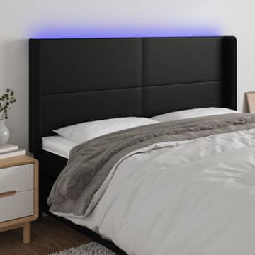 Vidaxl vidaXL LED vzglavje postelje črno 203x16x118/128 cm umetno usnje