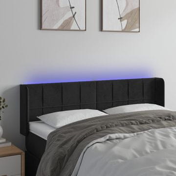 Vidaxl vidaXL Vzglavje postelje z LED diodo črno 147x16x78/88 cm žamet