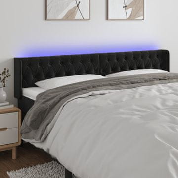 Vidaxl vidaXL Vzglavje postelje z LED diodo črno 203x16x78/88 cm žamet