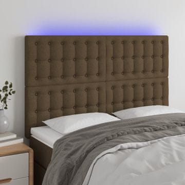 Vidaxl vidaXL Vzglavje postelje z LED diodo temno rjavo 144x5x118/128 cm blago