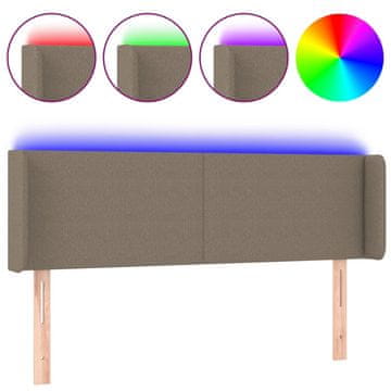 Vidaxl LED posteljno vzglavje taupe 147x16x78/88 cm blago