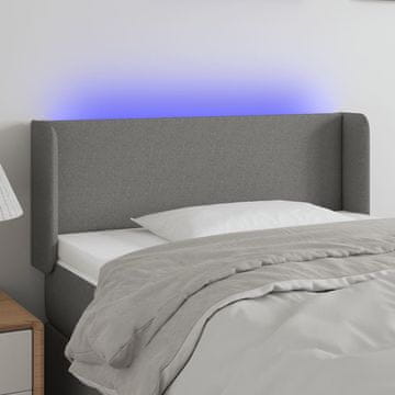 Vidaxl vidaXL Vzglavje postelje z LED diodo temno sivo 93x16x78/88 cm blago