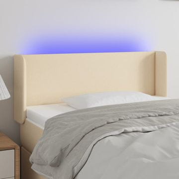 Vidaxl vidaXL Vzglavje postelje z LED diodami kremne barve 93x16x78/88 cm blago