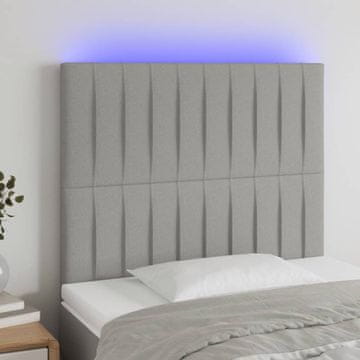 Vidaxl vidaXL Vzglavje postelje z LED svetlo sivo 80x5x118/128 cm blago