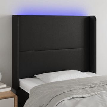 Vidaxl vidaXL LED vzglavje postelje črno 83x16x118/128 cm umetno usnje