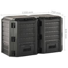 Vidaxl Vrtni kompostnik črn 800 L