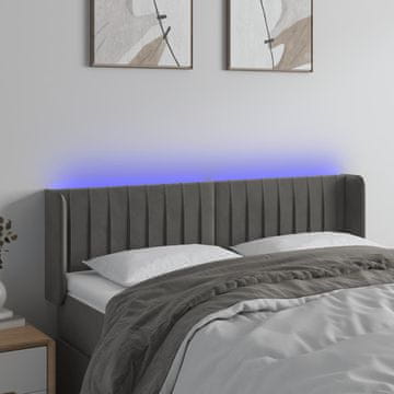 Vidaxl vidaXL Vzglavje postelje z LED diodo temno sivo 147x16x78/88 cm žamet