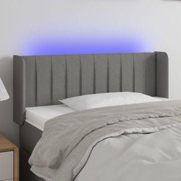 Vidaxl vidaXL Vzglavje postelje z LED diodo temno sivo 83x16x78/88 cm blago