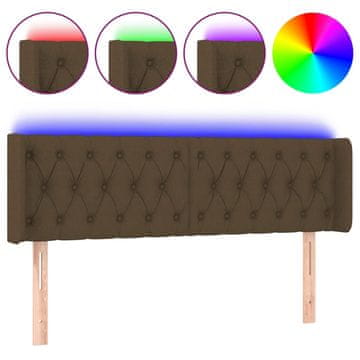 Vidaxl LED posteljno vzglavje temno rjavo 147x16x78/88 cm blago