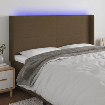 Vidaxl vidaXL Vzglavje postelje z LED diodo temno rjavo 163x16x118/128 cm blago