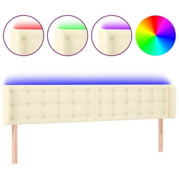 Vidaxl LED posteljno vzglavje krem 183x16x78/88 cm umetno usnje