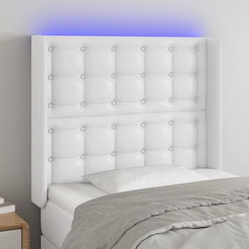 Vidaxl vidaXL LED vzglavje postelje belo 93x16x118/128 cm umetno usnje