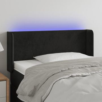Vidaxl vidaXL Vzglavje postelje z LED diodo črno 103x16x78/88 cm žamet