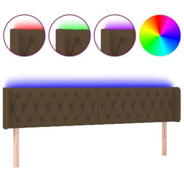 Vidaxl LED posteljno vzglavje temno rjavo 203x16x78/88 cm blago