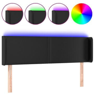 Vidaxl LED posteljno vzglavje črno 147x16x78/88 cm umetno usnje