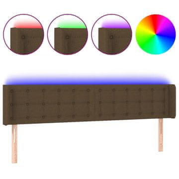 Vidaxl LED posteljno vzglavje temno rjavo 203x16x78/88 cm blago