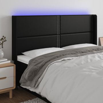 Vidaxl vidaXL LED vzglavje postelje črno 203x16x118/128 cm umetno usnje