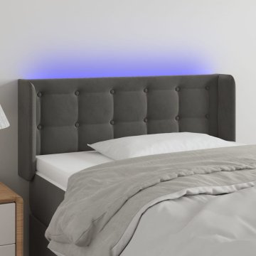 shumee vidaXL LED posteljno vzglavje temno sivo 93x16x78/88 cm žamet