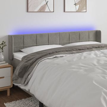 Vidaxl vidaXL Vzglavje postelje z LED svetlo sivo 183x16x78/88 cm žamet