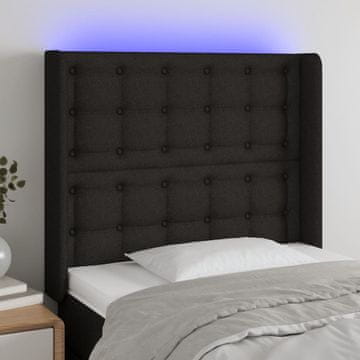 Vidaxl vidaXL Vzglavje postelje z LED diodo črno 93x16x118/128 cm blago