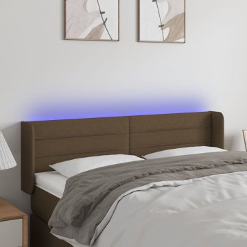 Vidaxl vidaXL Vzglavje postelje z LED diodo temno rjavo 147x16x78/88 cm blago