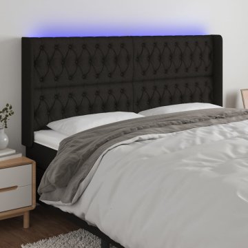 Vidaxl vidaXL Vzglavje postelje z LED diodo črno 183x16x118/128 cm blago