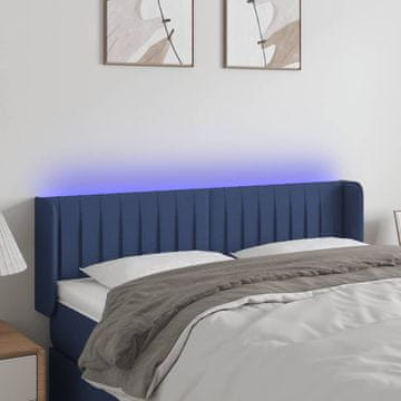 Vidaxl vidaXL Vzglavje postelje z LED modro 147x16x78/88 cm blago