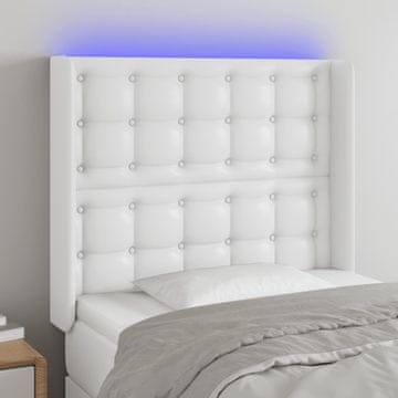 Vidaxl vidaXL LED vzglavje postelje belo 83x16x118/128 cm umetno usnje