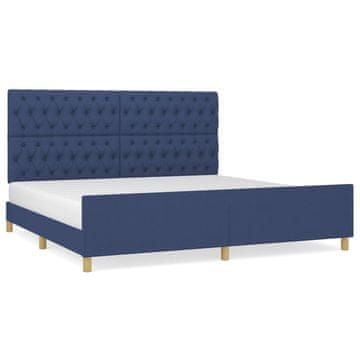Vidaxl Posteljni okvir z vzglavjem moder 200x200 cm blago