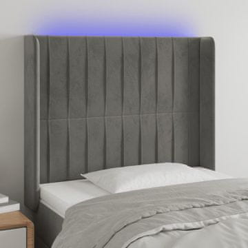 Vidaxl vidaXL Vzglavje z LED svetlo sivo 83x16x118/128 cm žametno