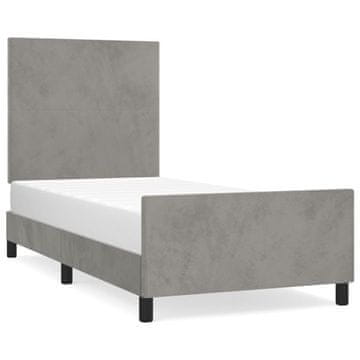 Vidaxl Posteljni okvir brez vzmetnice svetlo siv 100x200 cm žamet