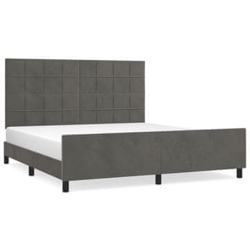 Vidaxl Posteljni okvir brez vzmetnice temno siv 160x200 cm žamet
