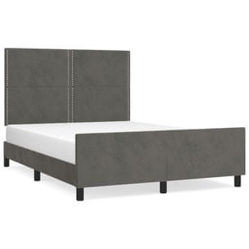Vidaxl Posteljni okvir brez vzmetnice temno siv 140x200 cm žamet