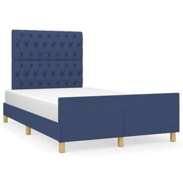 Vidaxl Posteljni okvir brez vzmetnice modra 120x200 cm tkanina