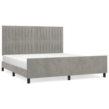 Vidaxl Posteljni okvir z vzglavjem svetlo siv 180x200 cm žamet