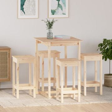 Vidaxl Barska garnitura 5-delna trdna borovina