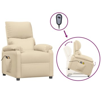 Vidaxl Masažni stol s funkcijo vstajanja krem blago