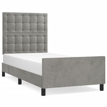 Vidaxl Posteljni okvir brez vzmetnice svetlo siv 100x200 cm žamet